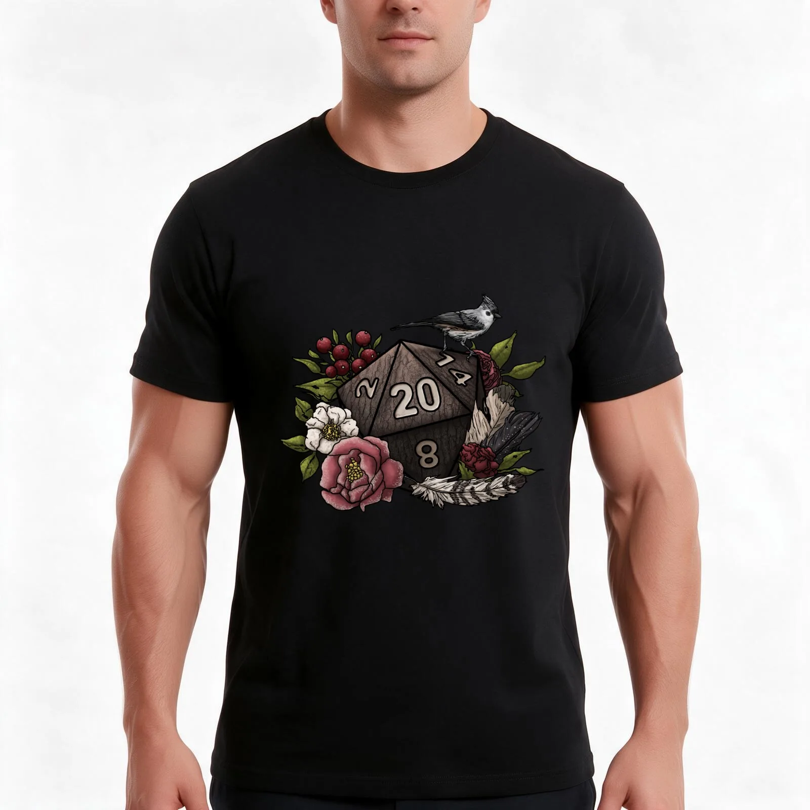 Druid Class D20 - Tabletop Gaming Dice T-Shirt, Summer Casual Cotton Tee, Oversized Streetwear Tops, Vintage Graphic Print