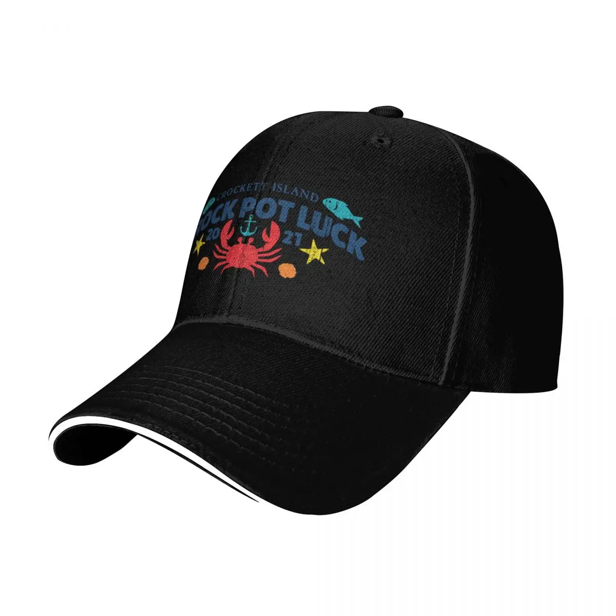 Crockett Island Crock Pot Luck (Variant) Baseball Cap Quick Dry Performance Cotton Twill Breathable Contrast Two Tone Brim