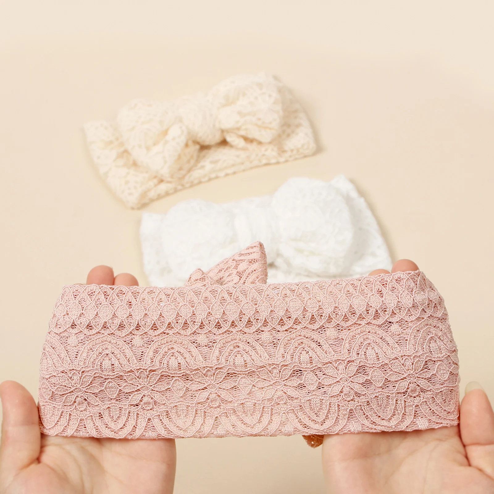 24 teil/los Neugeborenen Baby Spitze Bogen Stirnbänder, Gestickte Bogen Elastische Haarbänder Kinder Mädchen Turban Kopf Wraps Kinder Spitze Stirnbänder – Detail 5
