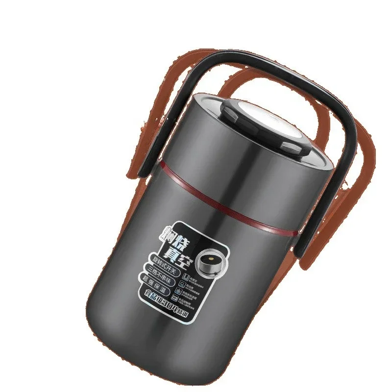 304 stainless steel thermal insulation lunch box, thermal insulation bucket, large capacity three-layer grid with lid rice