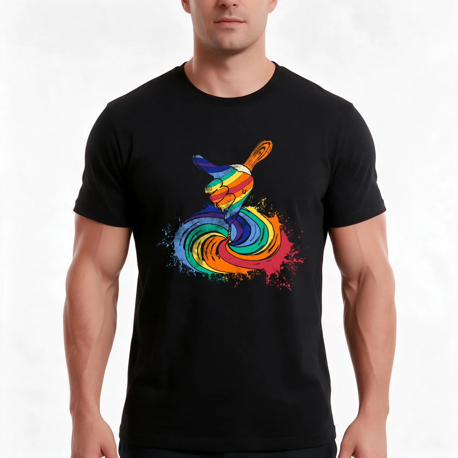 Frozen Shaka Pop T-Shirt, Summer Casual Cotton Tee, Oversized Streetwear Tops, Vintage Graphic Print, Loose Fit Short Sleeve