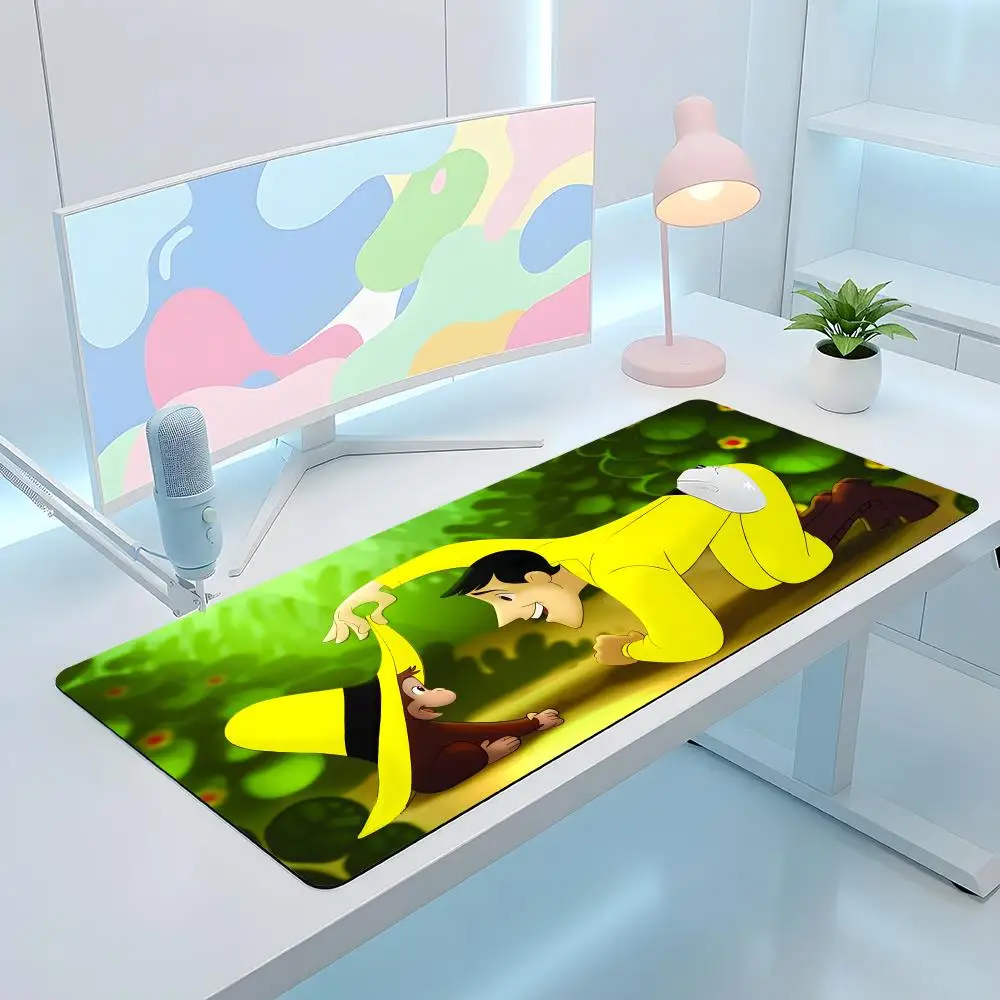 

fashing C-curious George Mouse Pad Computer Accessories Keyboard Table Mat Black Mousepad Company Gaming Laptop