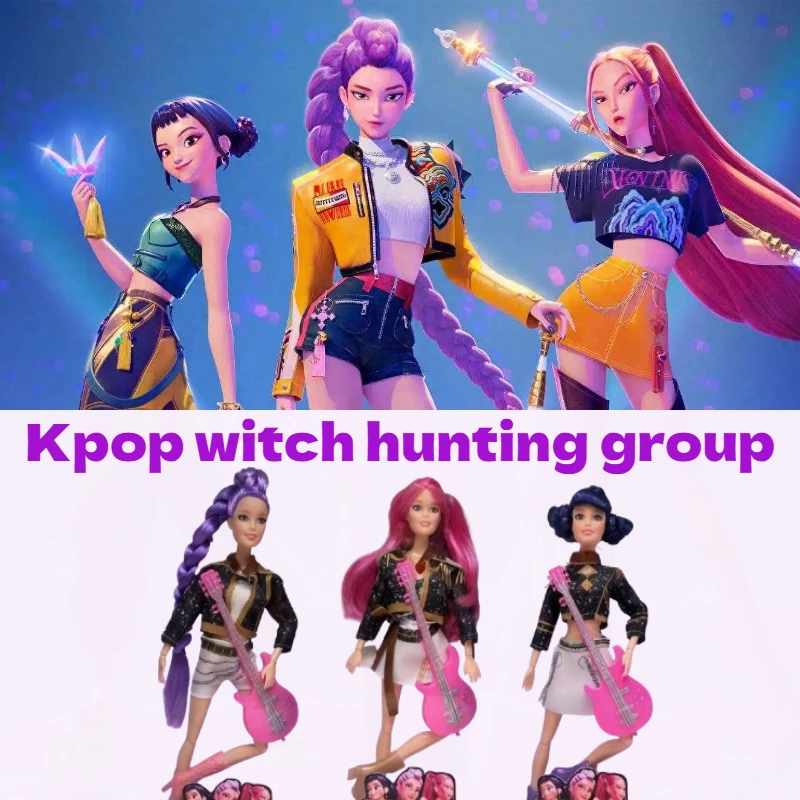 2025 K팝 데몬 헌터즈 라이브 액션 피규어 장난감 테마곡 포함 팬들을 위한 다채로운 조명 액션 피규어