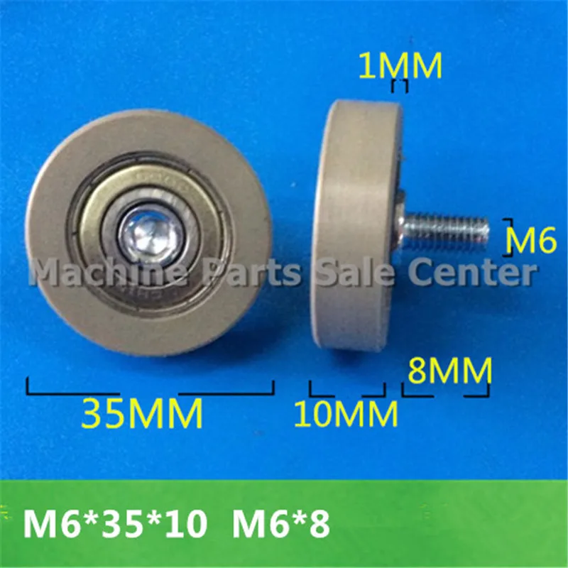 M6x35x10mm M6x8 DR35MM  F type idler pulley PU screw thread bearing pulley wheel