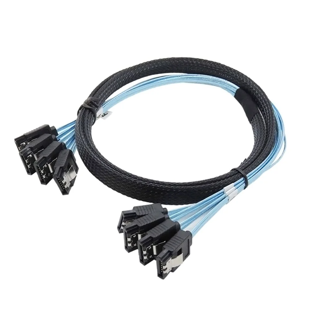 SATA 7P 4x SATA-III Computer Case Hard Disk Server Host Data Cable for Data Transfer