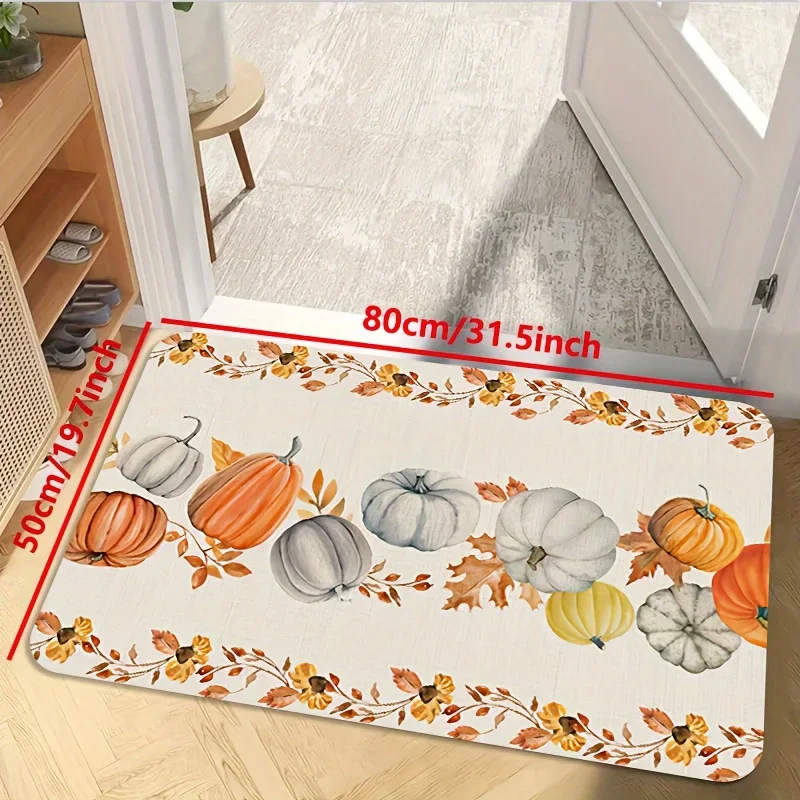 Fall Thanksgiving Pumpkin Kitchen Floormat Living Room Bedroom Non-slip Entrance Mat Garden Yard Carpet Thanksgiving Decorations