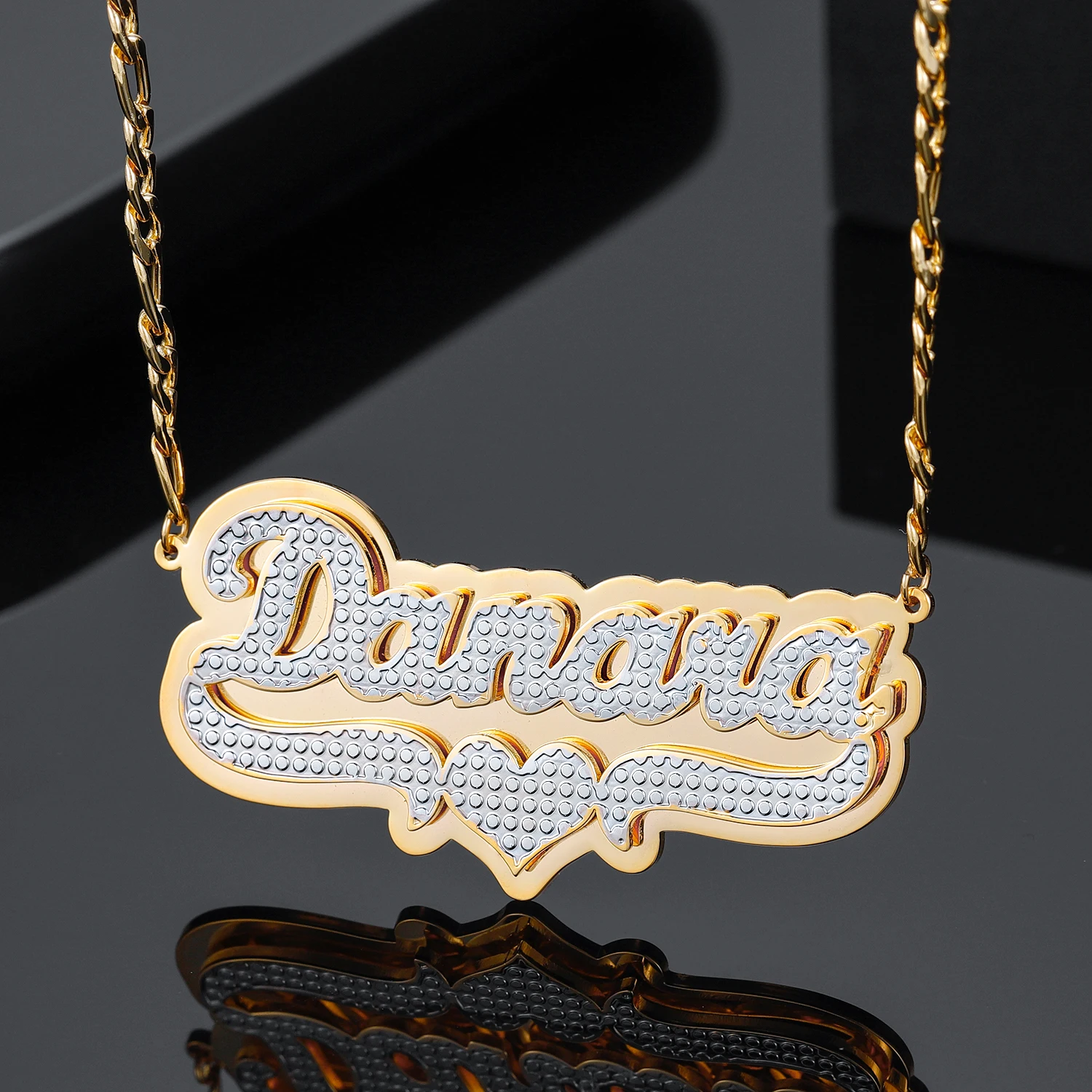 Customized Double Name Necklace 18K Gold Plated Nameplate 3D Necklace Personalized Choker Women Double Layer Name Necklace Gifts