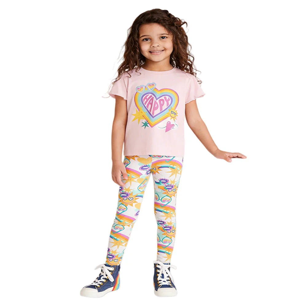 

Jumping Meters 2-Piece Girls Clothing Set Kids Suits Summer Short Sleeve Top + Leggings New Baby Costume Wear Outfits for Kids