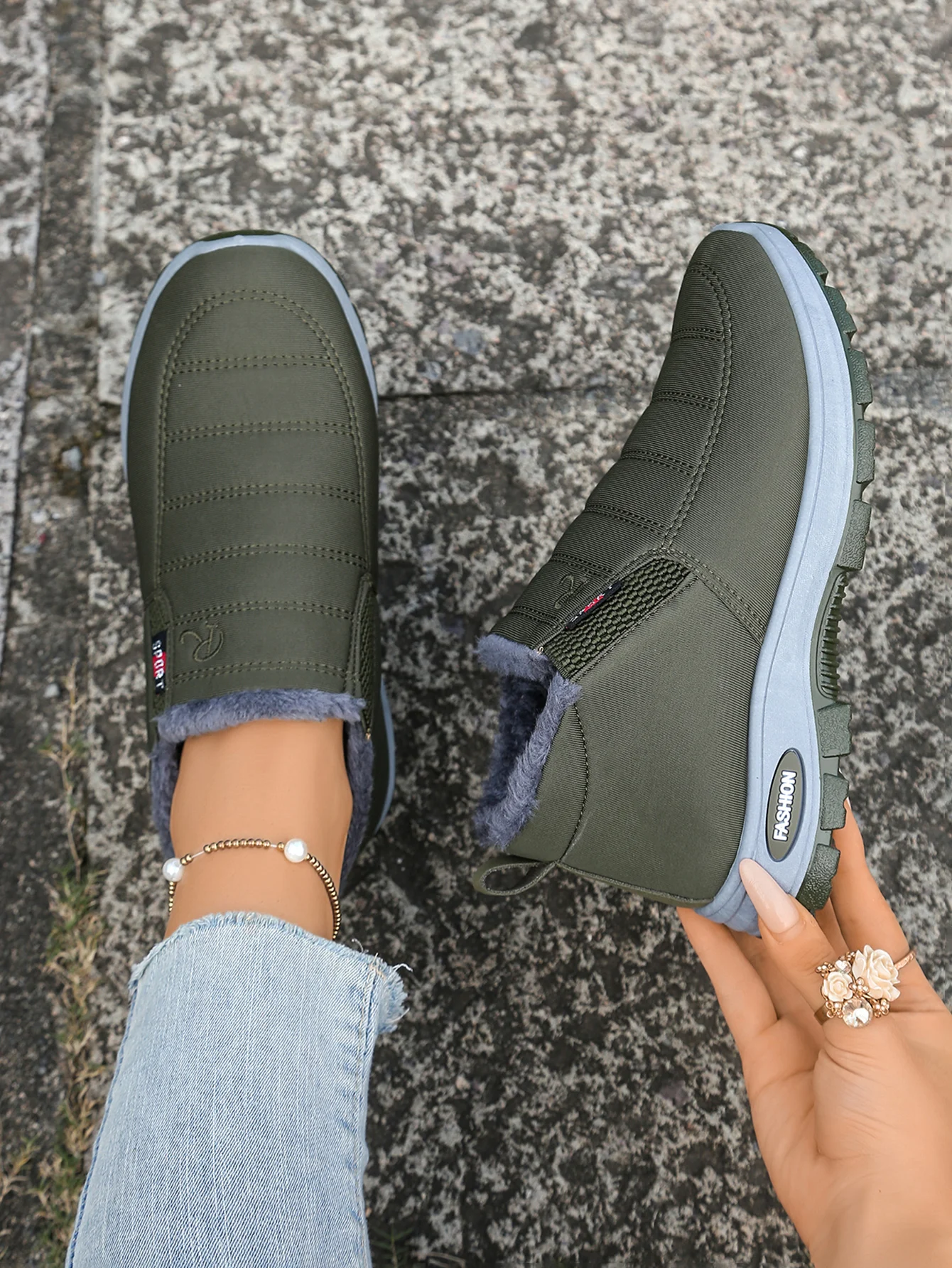Paar-Schuhe, Freizeitschuhe für Damen und Herren, warm, mit Fleece gefüttert, verstärkt, rutschfest, leichte Schneestiefel mit kostenlosem Versand. – Detail 38