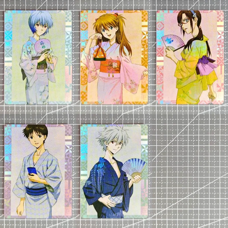 5 ชิ้น/เซ็ตอะนิเมะ EVA Ikari Shinji Ayanami Rei Asuka Langley Soryu Nagisa Kaworu Mari Makinami Illustrious เกมคอลเลกชันการ์ดและ y