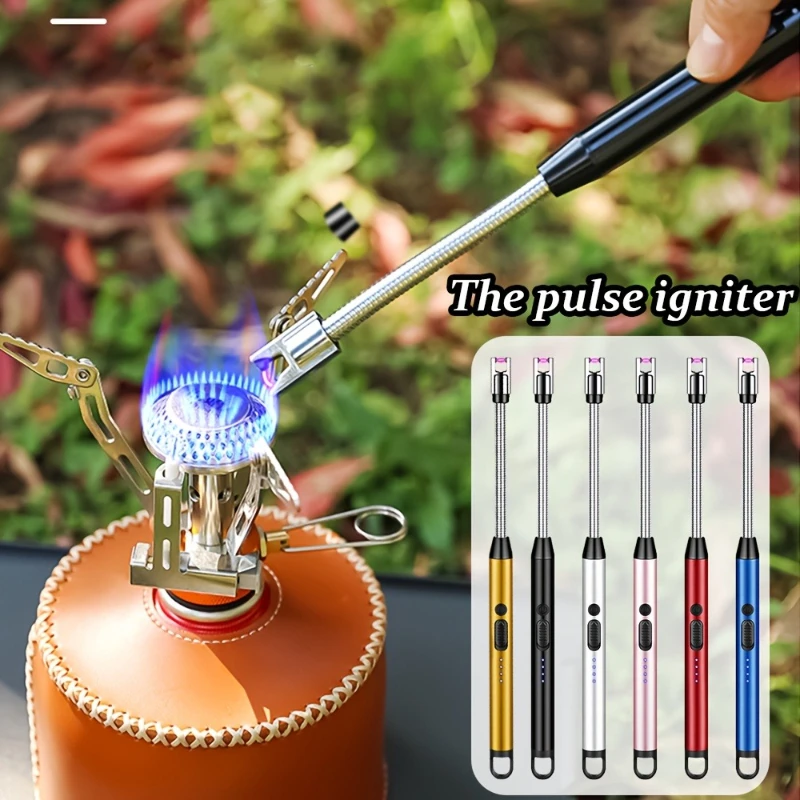 1/5Pack Pulse Arc Electronic Lighter Windproof Flameless LED Power Indicator USB Charging Suitable for Kitchen Barbecue Camping