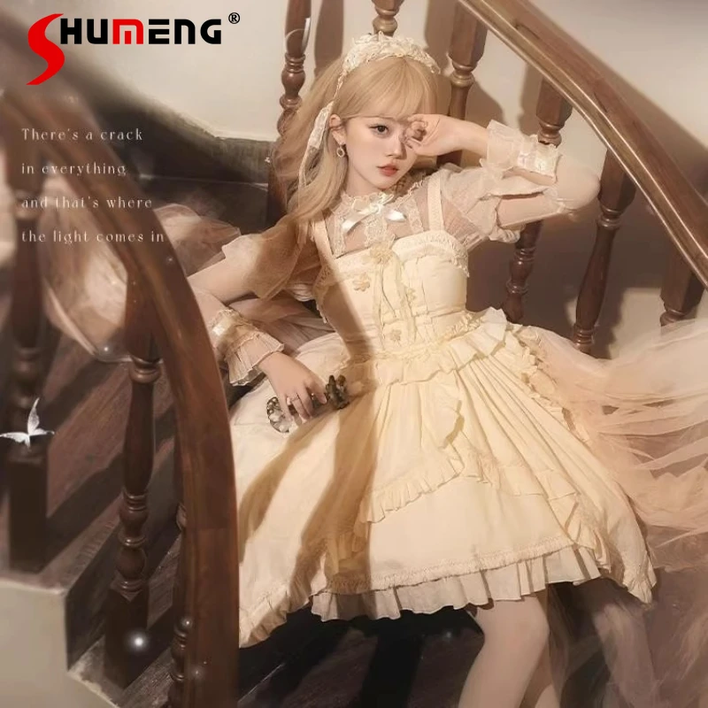 

Японский стиль Rojita Concerto, внутренняя рубашка, оригинальная кружевная сетчатая рубашка в стиле Лолиты с длинными рукавами, многоцветная внутренняя одежда Blusas De Mujer