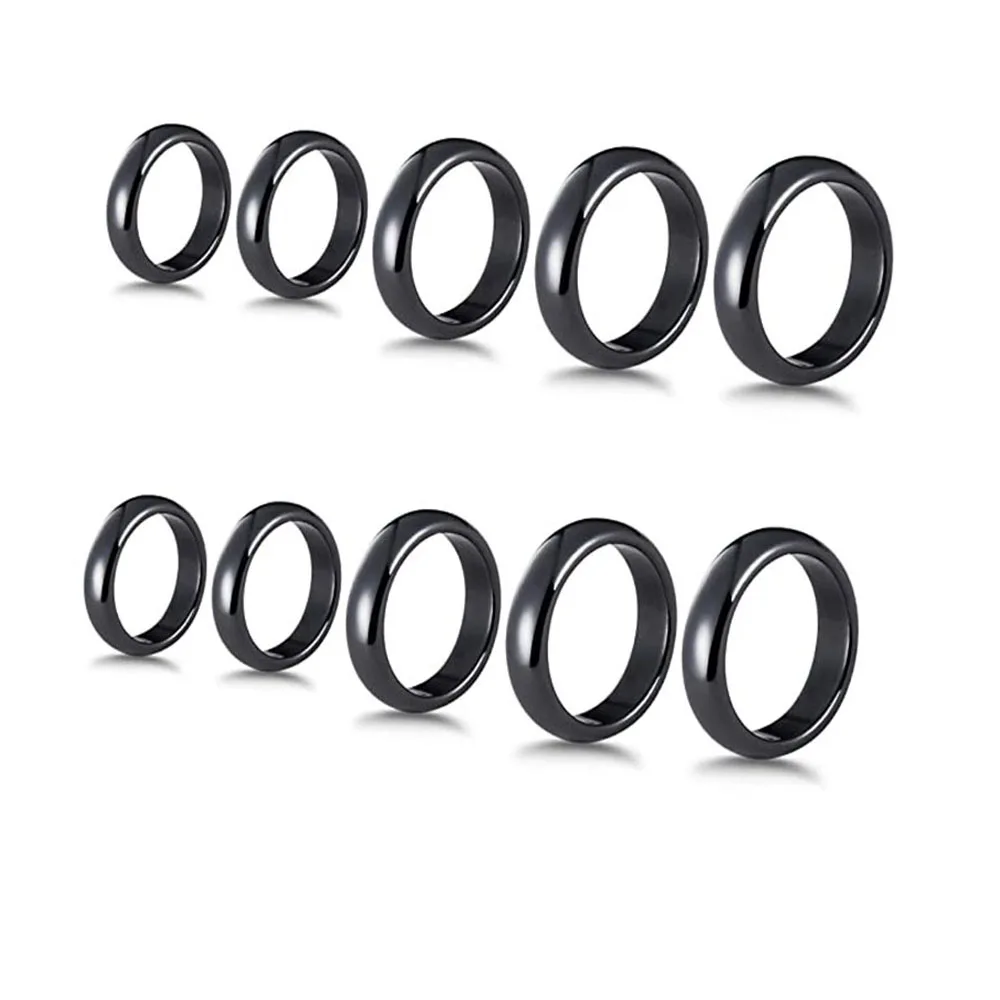 خاتم للنساء والرجال للجنسين خاتم حجر الهيماتيت الأسود القلق التوازن الجذر شقرا يمتص الطاقة السلبية مجوهرات هدايا حجم 6-13