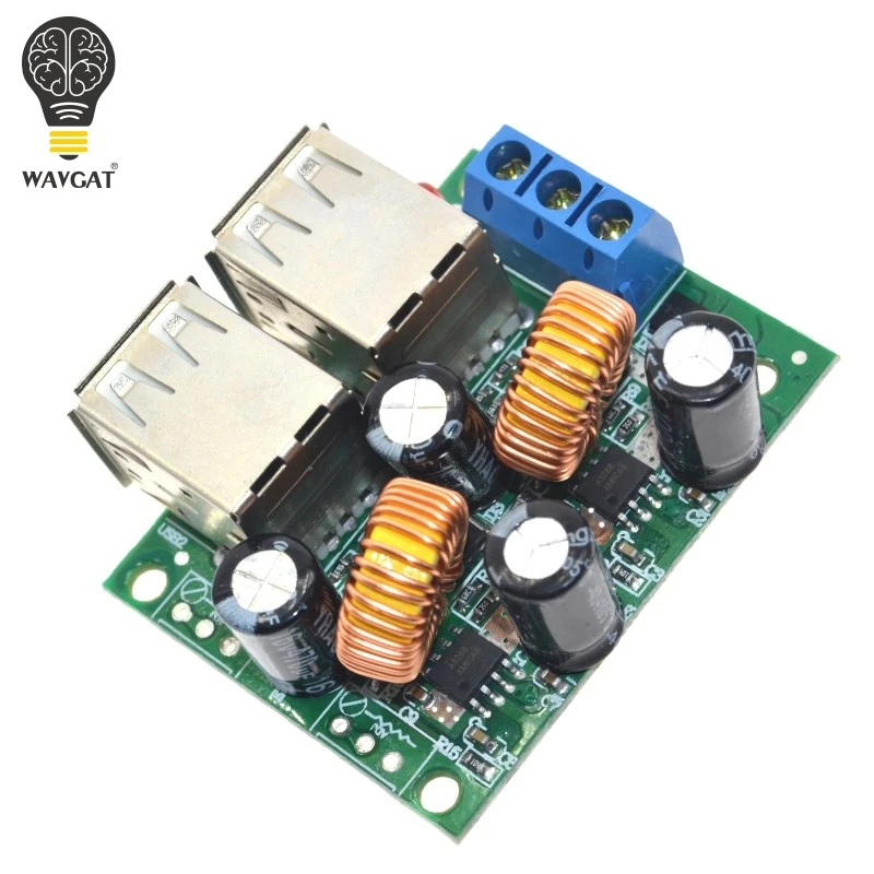 1pcs 4-USB Port Step-down Power Supply Converter Board Module DC 12V 24V 40V to 5V 5A For MP3/MP4 Phone Car Equipment