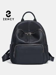 Zency Women Backpack 100% Genuine Leather Ladies Large Capacity Travel Bags Preppy Style Schoolbag Knapsack Rucksack For Commute