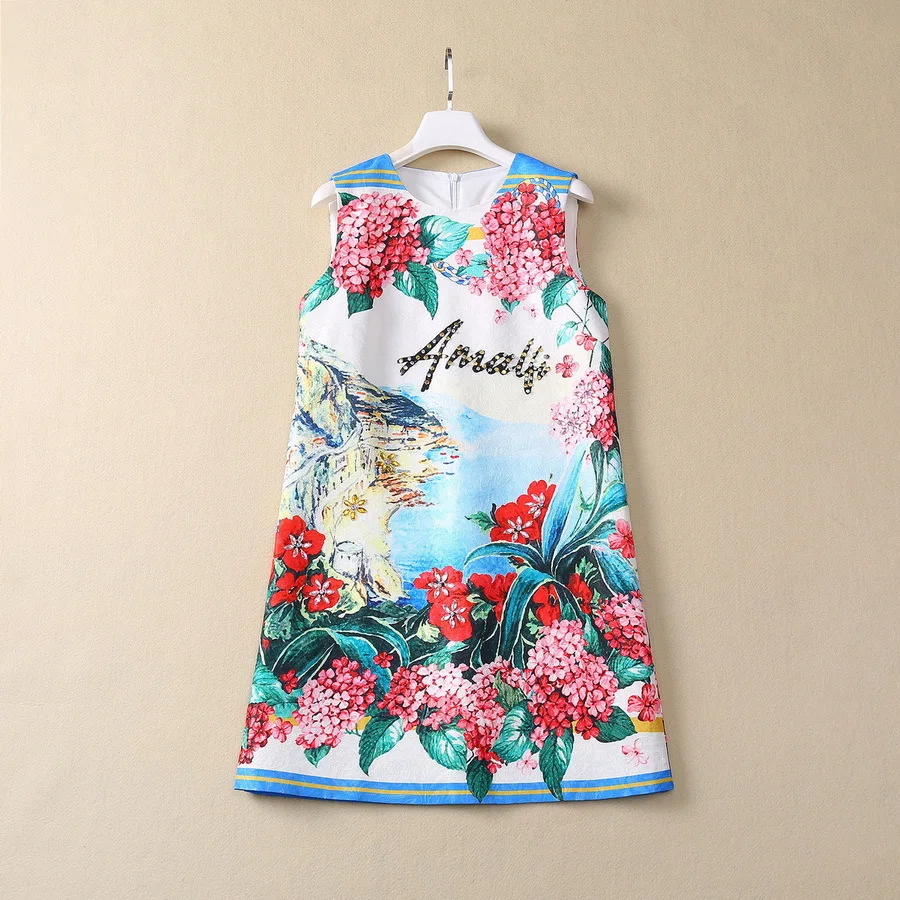 Europe and the United States women's 2024 autumn winter new Sleeveless nail drill flower jacquard fashion Tank top dress XXL