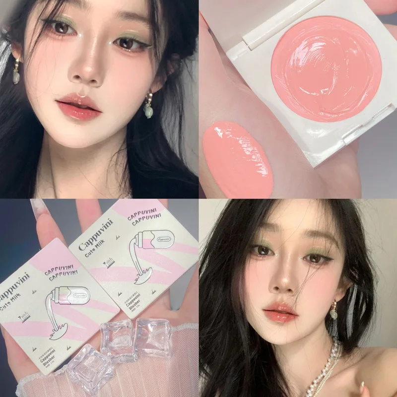 

Peach Pink Creamy Blush Cheek Rouge Contouring Brighten Skin Tone Waterproof Multi-purpose Eyeshadow Blusher Girl Feeling Makeup