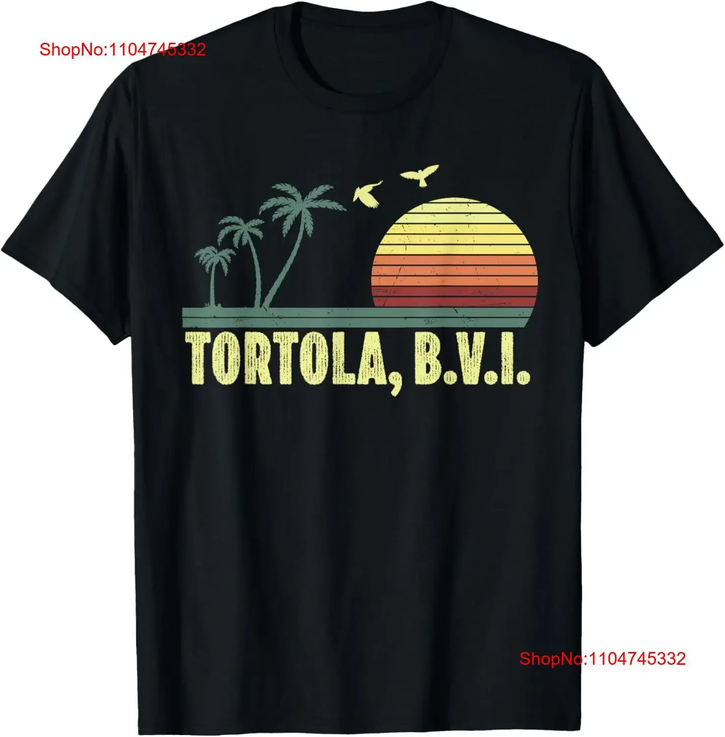 Tortola B V I islas de la Virgen británica recuerdo vacaciones camiseta vintage gráfico lavado elegante versátil transpirable streetwear