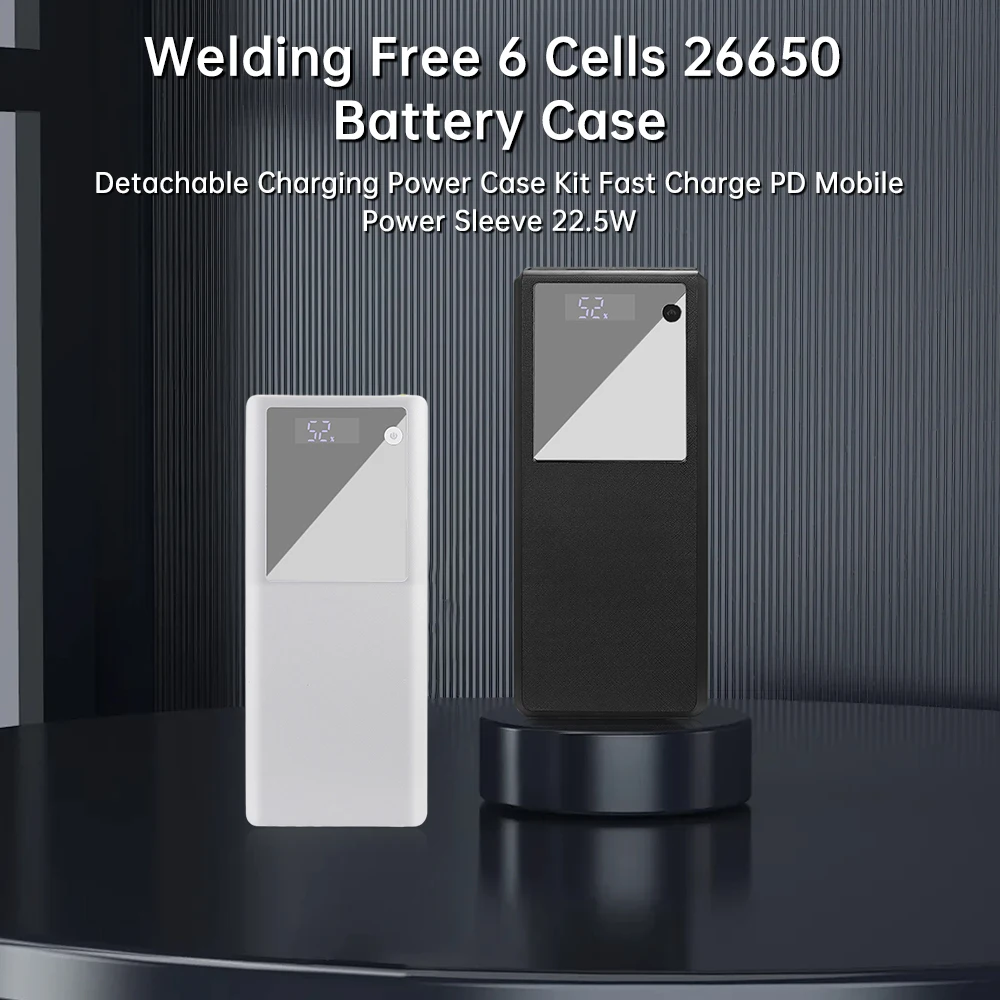 

6*26650 DIY Battery Case PD 22.5W Quick Charger Mobile Power Bank Cases No Welding Batteries Holder Housing Cell Storage Box