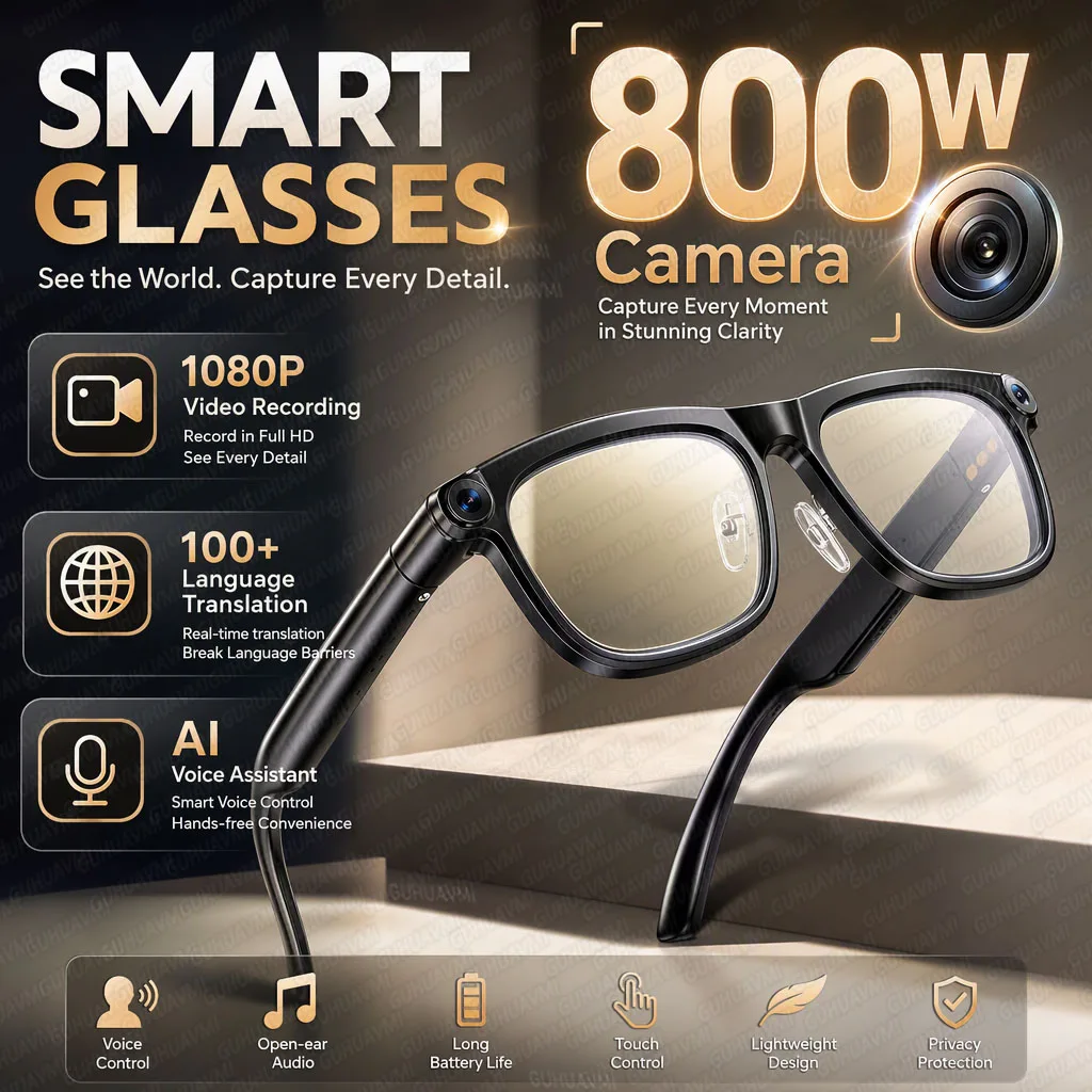 2026 New 4K HD 800W Camera Smart AI Glasses Video Photo Recognition AI Translation Chat GPT Hands-Free Calling Smart Sunglasses