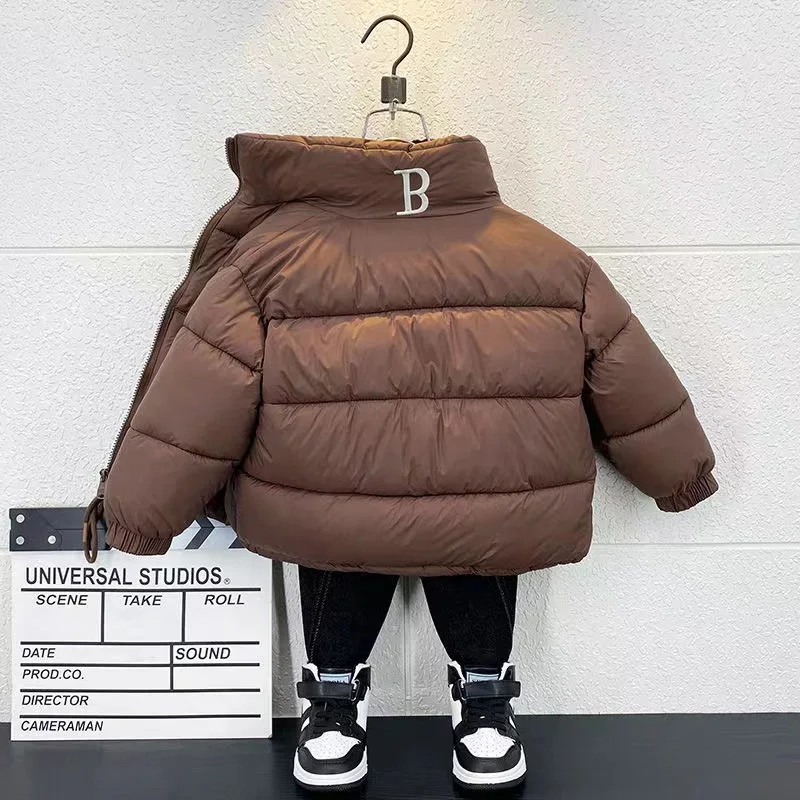 Boys Cotton Jacket Winter 2024 New Children's Korean Version Warm Cotton Jacket With Windproof  Thickened Jacket Kids Clothing