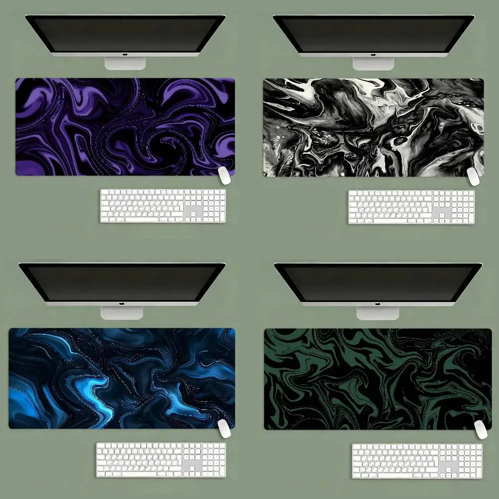 Black And White Strata Mouse Pad Computer Mat Deskpad Laptop Keyboard Mat Office Large Landscape Mousepad