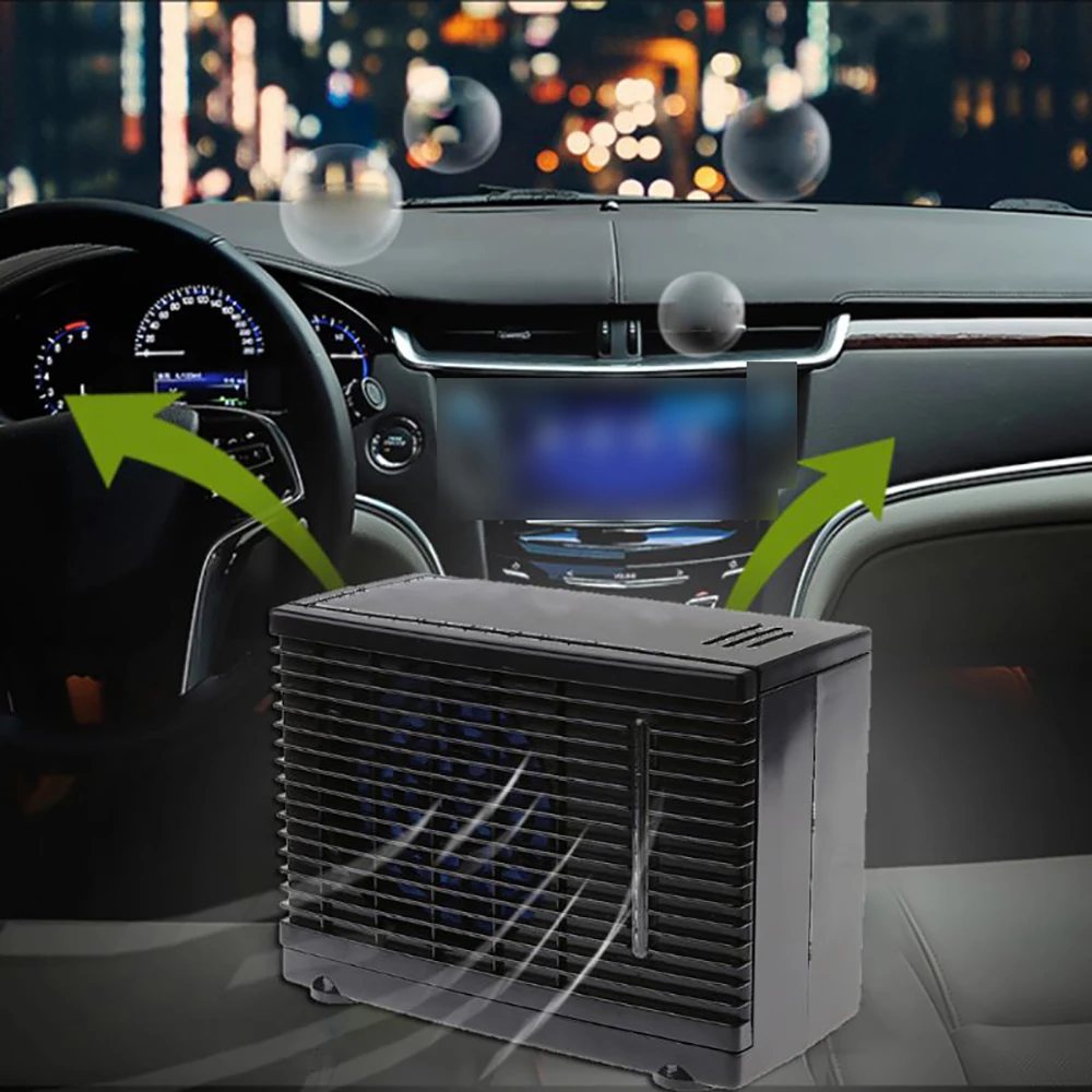 1Pc Car Air Conditioner Cooler 12V 60W Adjustable Cooling Fan Water Ice Evaporative Universal Car Cooling Accessories