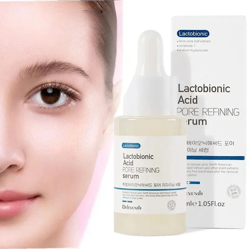 Lactobionic Acid Serum Shrink Pore Whitening Fade Spots Face Liquid Brighten Firming Moisturizing Smoothing Facial Skin Care