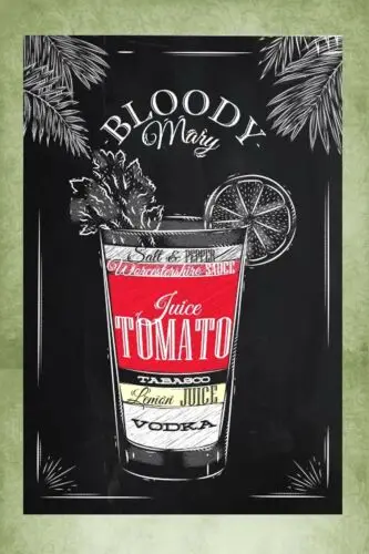 cabin lounge wall decor bloody mary tomato juice vodka tin metal sign