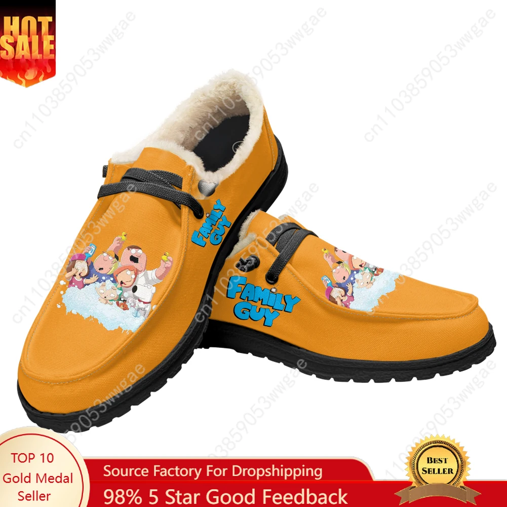 

Family Guy Velvet Flat Shoes Man Women Fashion Warm Casual Shoe Indoor Outdoor Light Shoe Couple Cartoon Customized Couple Shoes