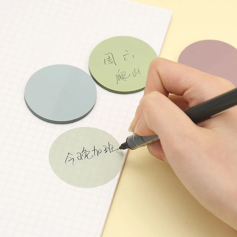 

100 Pieces Colorful Memo Stickers Strong Self Adhesive Stationery Round Notes School Pads Portable Office Supplies Cute Design