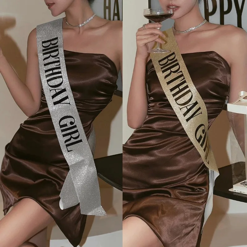 Birthday Girl Sash for Girls Women 16th 18th 20th 21st 30th Happy Birthday Party Decoration Supplies Glitter Satin Birthday Sash