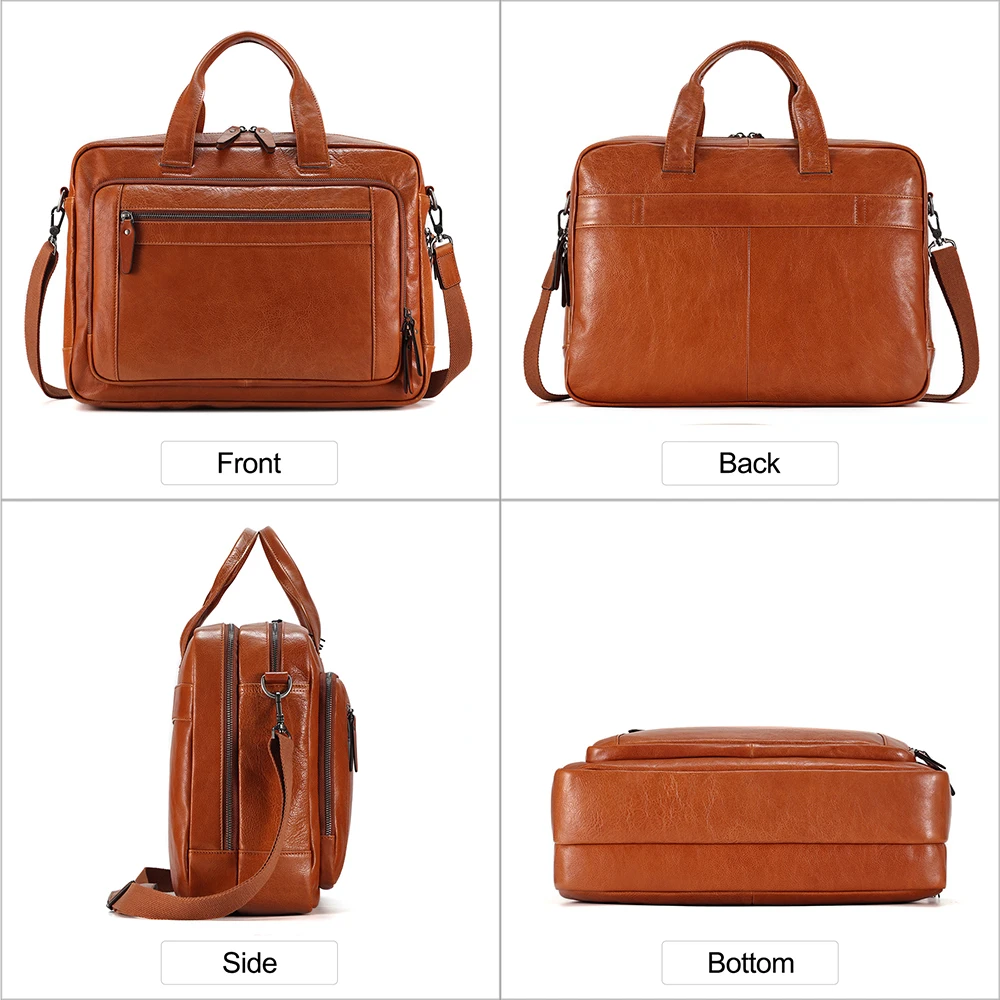 Jogujos Echt leder Aktentasche Retro Herren Büro taschen lässig Business Handtaschen für Männer 15.6 "Laptop Messenger Umhängetasche