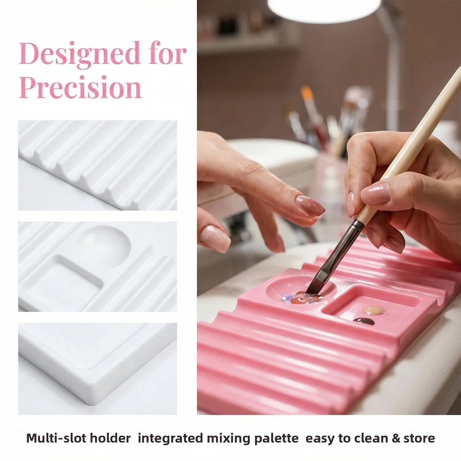 Nail Art Multifunctional Brush Rest & Palette Pen Stand Nail Brush Holder Rhinestone Storage Tray Nail Extension Molds Holder