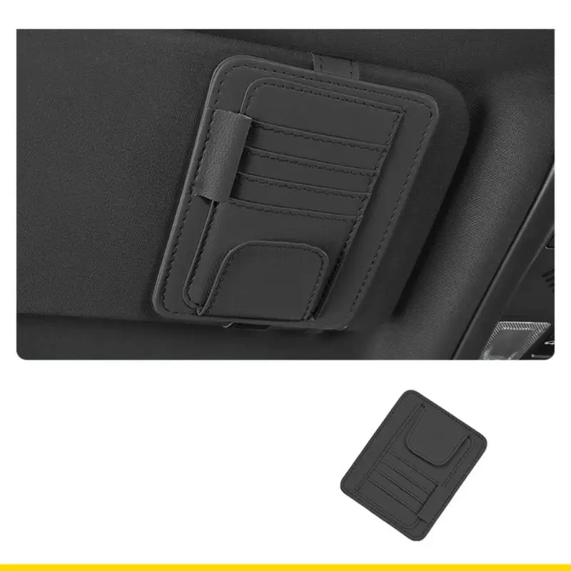 SZCH Multiple Functional Vehicle Sun Visors Organiser PU Holds Credit Cards & Glasses
