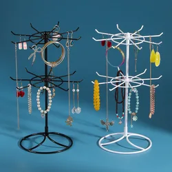 2026 round Metal Jewelry Display Stand 2-Tier Keychain Shelf Earring Ring Hair Band Storage Holder Rack