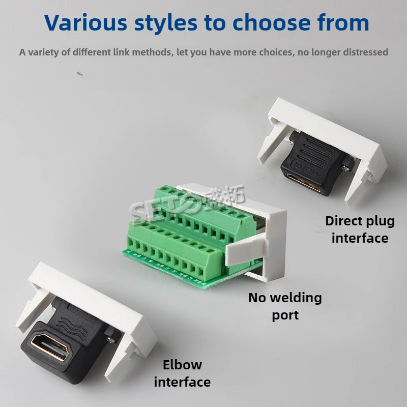 45-Type HDMI Keystone Conversion Socket 90-Degree Ground Plug HDMI High-Definition Direct Plug Copper Plating Gold Module