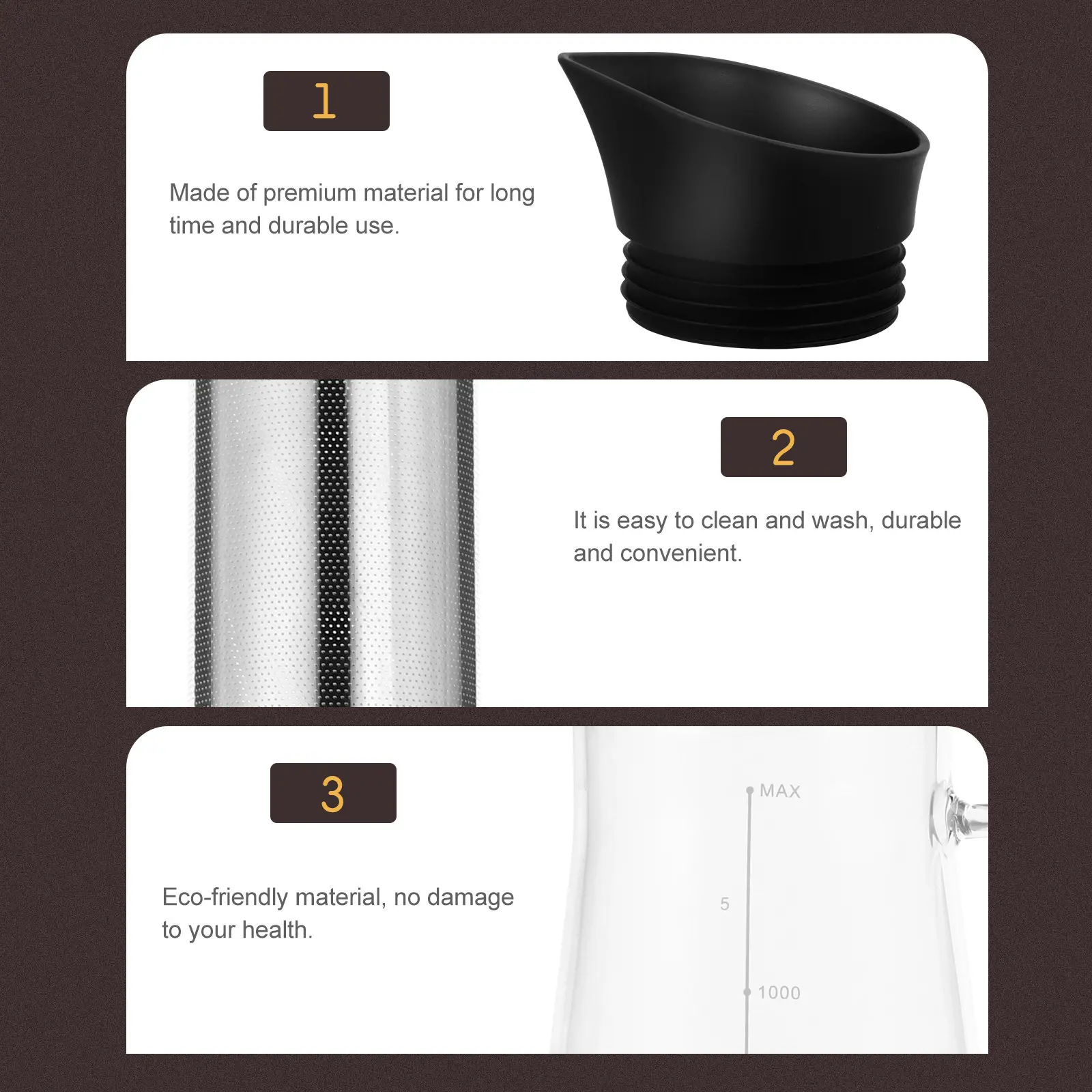 

1Pcs Heat-Resistant Glass Coffee Kettle Large Capacity Cold Brew Coffee Pot Filter Easy to Clean Glass Tea Pot