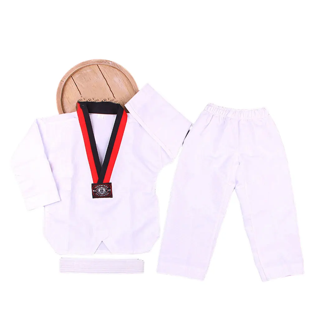 Taekwondo Uniform Replacement Solid Color Breathable Sweat Absorbent Beginner Learner Long Sleeve Exercising Uniforms