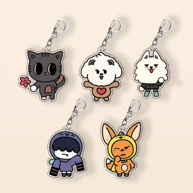 KPOP Soobin Hueningkai Cartoon Acrylic Keychains Beomgyu Yeonjun Cute Keyring Bag Key Pendant Dedcor Fans Birthday Collectibles