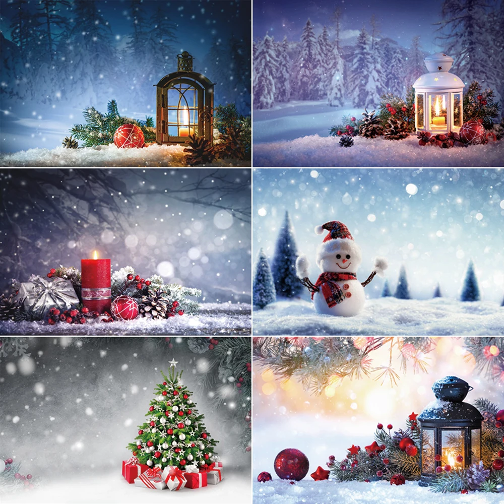 

MOON.QG Christmas Party Photography Backdrop Candle Gifts Xmas Trees Photozone Background Children Studio Photozone Accessories