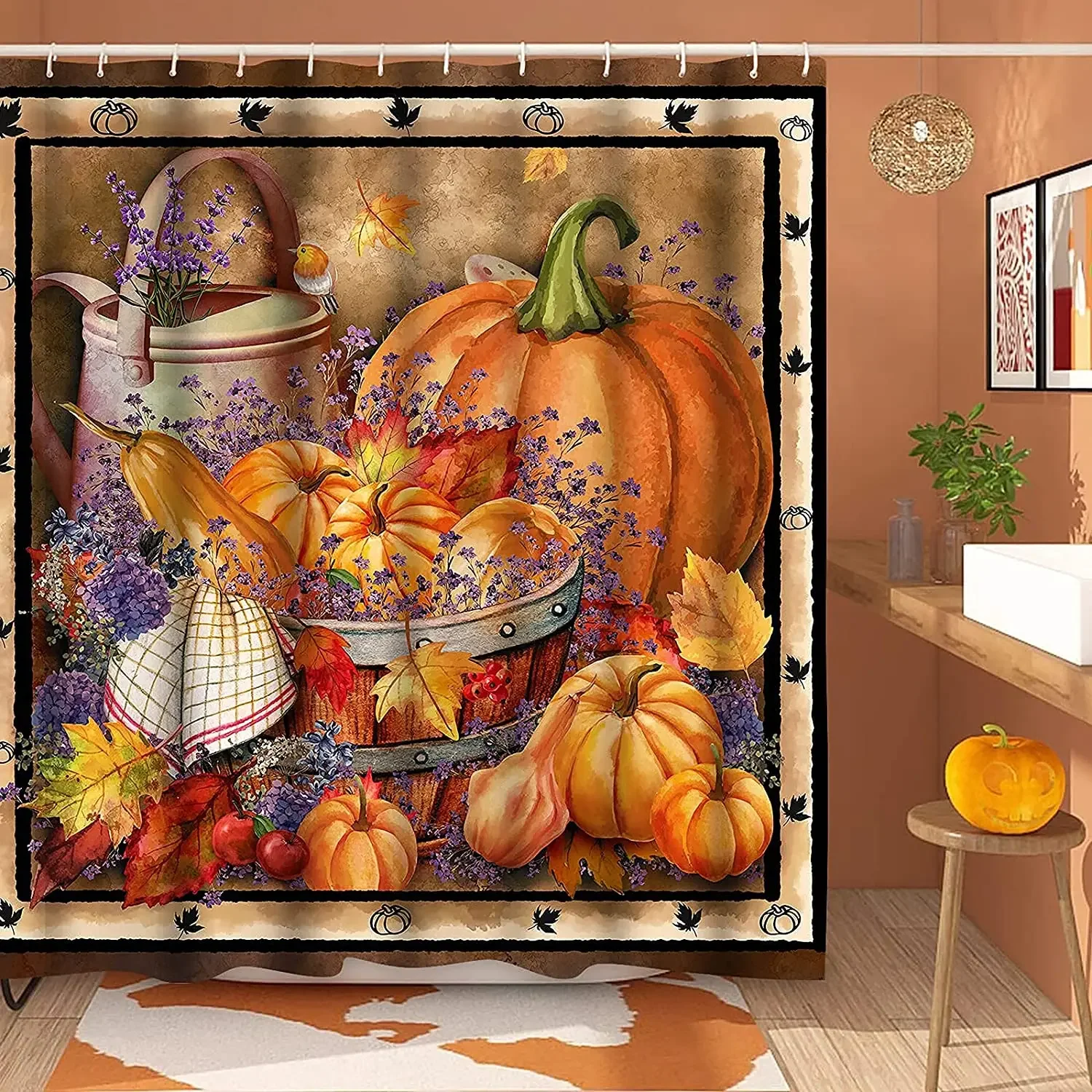 Thanksgiving By Ho Me Lili Shower Curtain Rustic Fall With Hooks Farmhouse Pumpkin Lavender For Bathroom