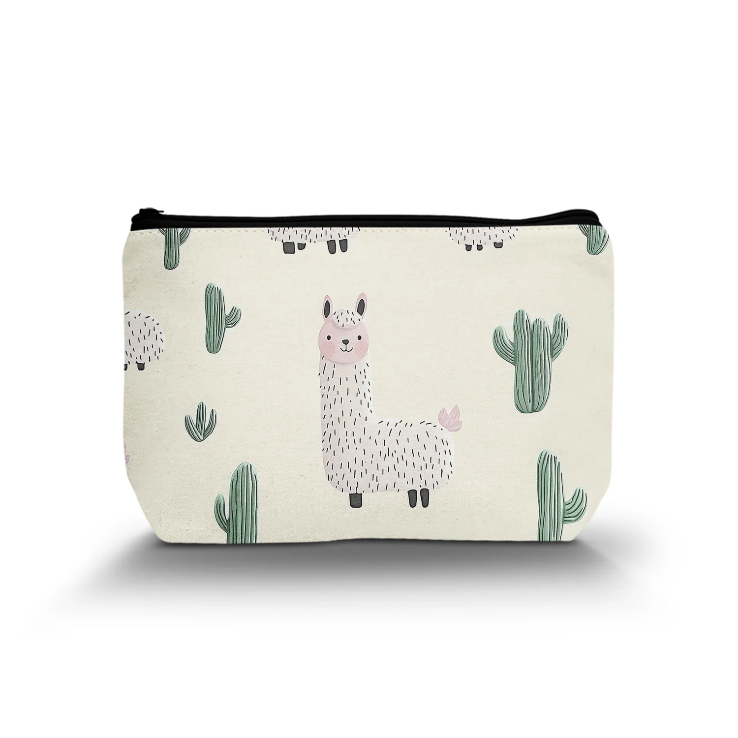 1Pc Llama Cactus Makeup Bag Alpaca Cute Llama Decor Funny Llama Cosmetic Bag For Christmas Birthday Gifts