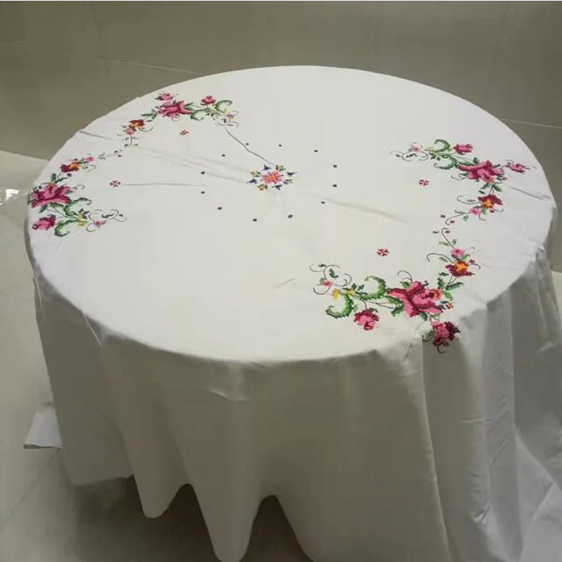 Handmade lace cotton Cross stitch rose Tablecloth Table Cover cloth kitchen Christmas Wedding Table decoration and accessories