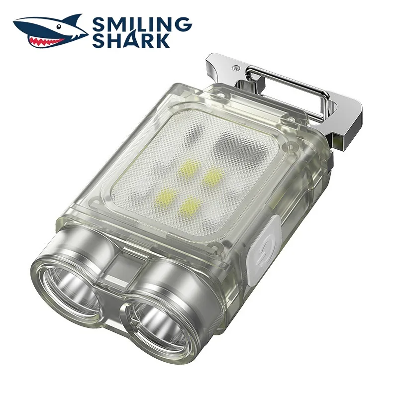 SMILING SHARK COB Keychain Light USB‑C Rechargeable Magnetic Design Portable Mini Work Light With Hanging Hook TIP‑062