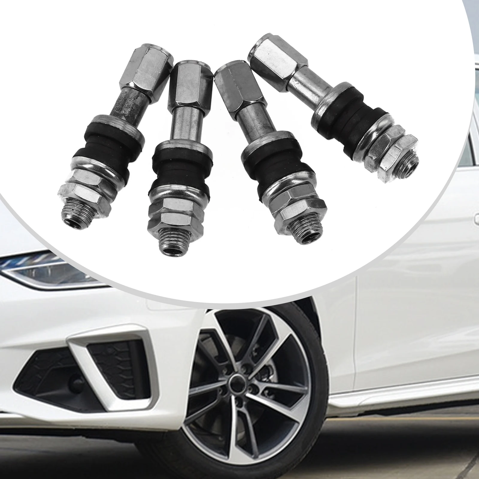 4 قطعة TR48e سيارة الترباس المسمار على قضيب صمام الإطارات الكروم معدن ارتفاع ضغط فلوش ث/غطاء اكسسوارات السيارات