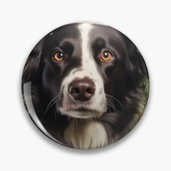 Border Collie Christmas  Soft Button Pin Funny Cute Lapel Pin Women Fashion Cartoon Lover Collar Hat Badge Clothes Metal Jewelry