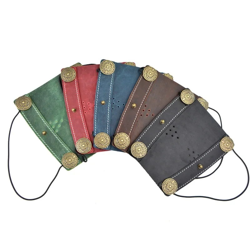 Crazy Horse Leather Archery Arm Guard Adjustable Protective Gear for Traditional Recurve Bow Shooting Durable Outdoor Equipment