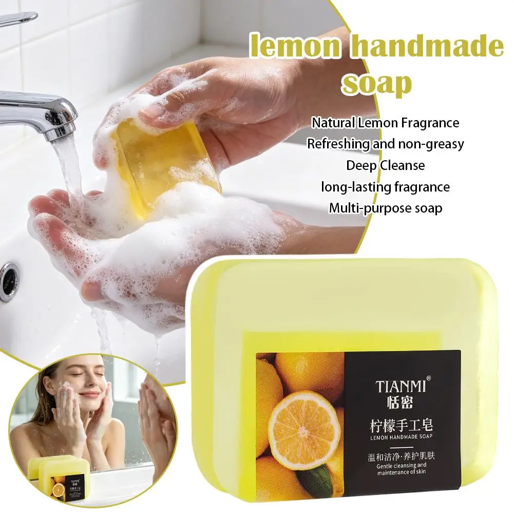 

Lemon Handmade Soap Natural Aquatic Fragrance Deep Cleansing Gentle Moisturizing for Face Body Hand Long Lasting Freshness