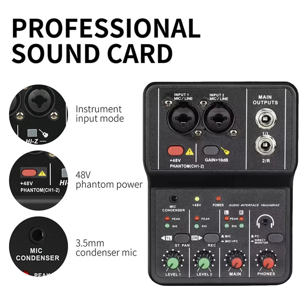 Q12 Podcast Equipment Bundle, USB Audio Interface Free Drive Mixer Streaming Audio Mixer 2 Channels For Recording Live Streaming